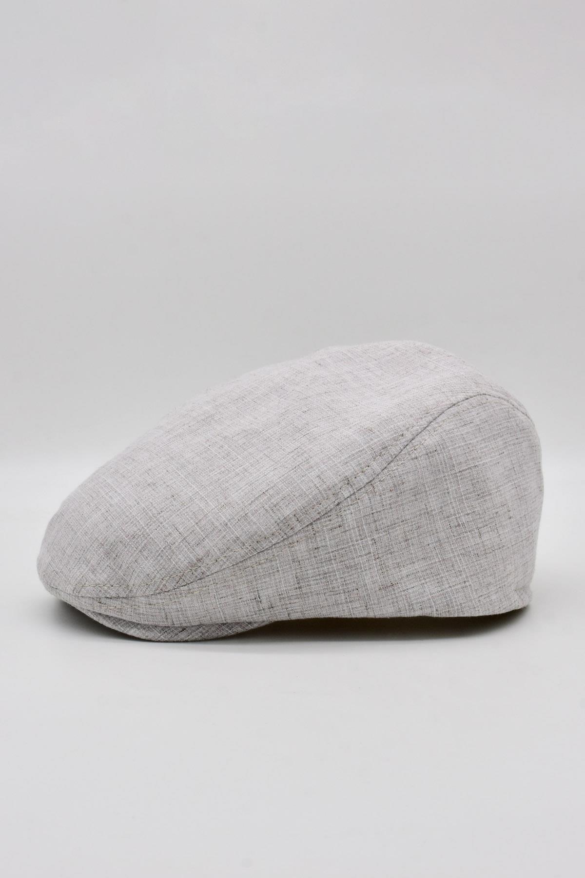 Mens Mevsimlik Cotton Flat Cap Cream Hat