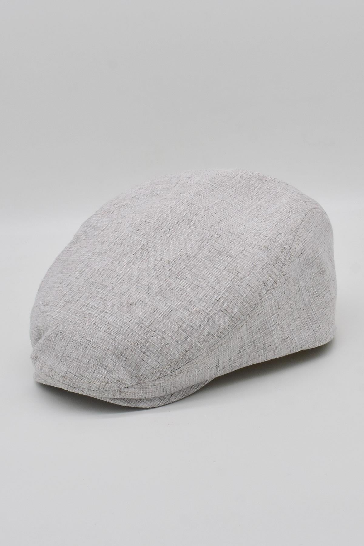 Mens Mevsimlik Cotton Flat Cap Cream Hat