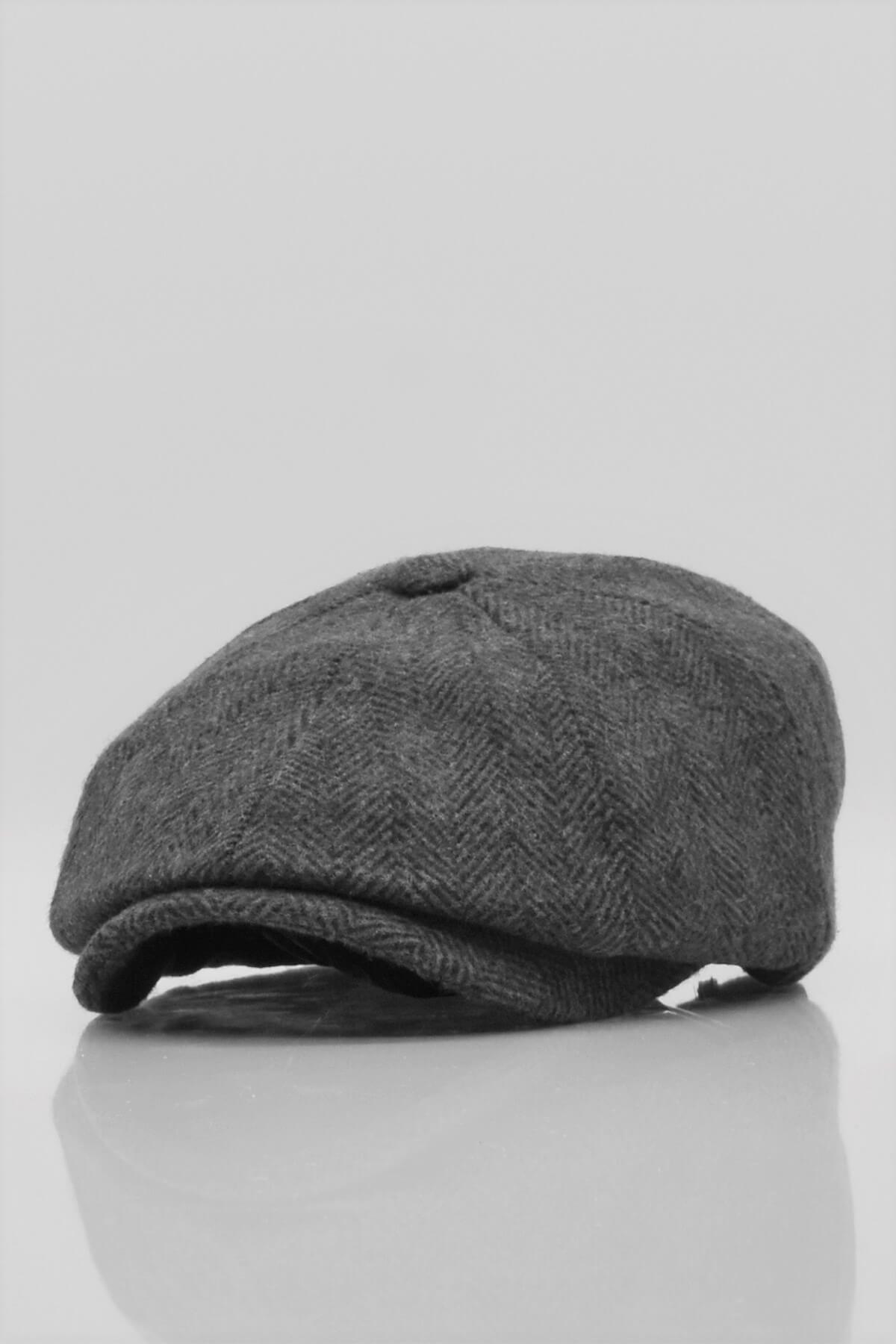 Mens Peaky Herringbone Patterned English Flat Cap Hat