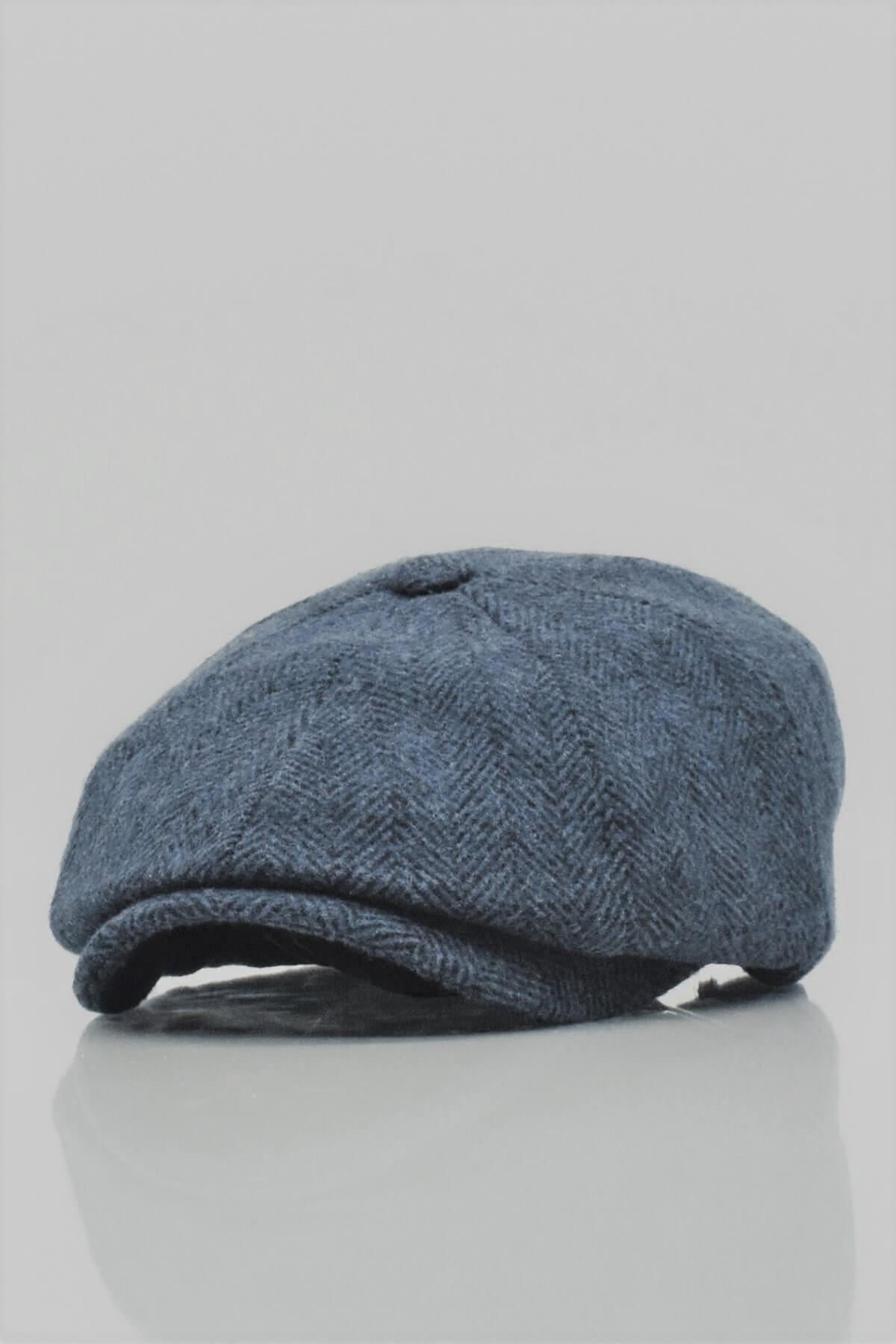 Mens Peaky Herringbone Patterned English Flat Cap Hat