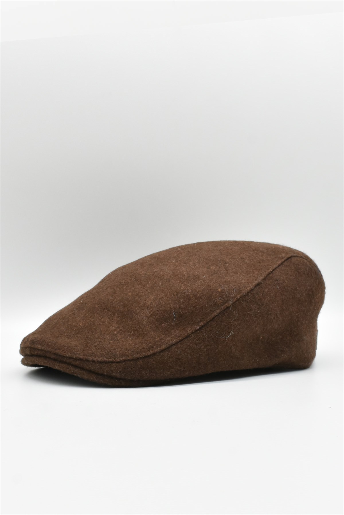 Erkek Şapka Kışlık Trend Flat Cap Yün Kasket Kahve