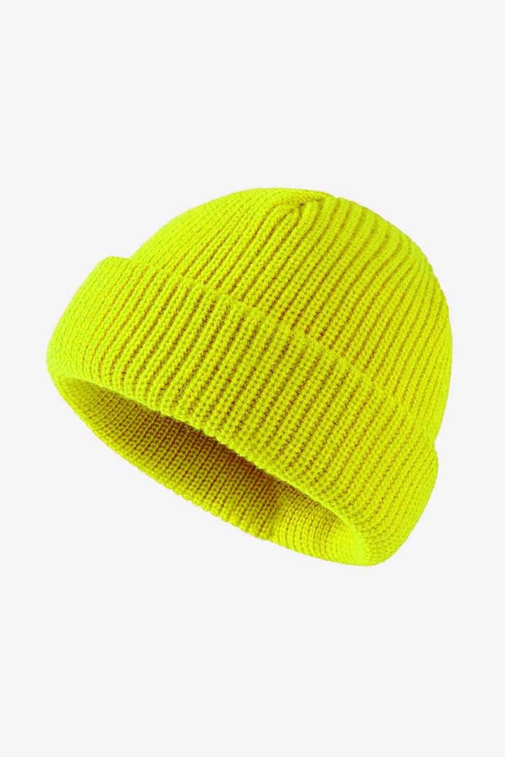 Erkek Sarı Premium Kısa Rolled Bere Şapka