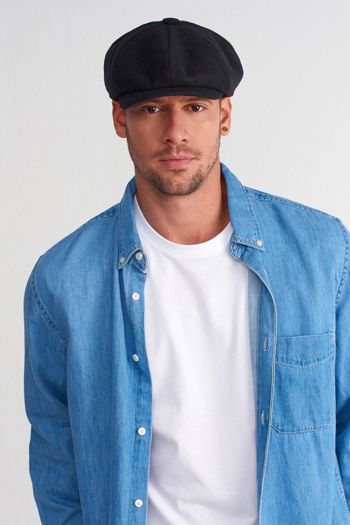 Mens Black Flat Cap Baretta Beckham Peaky Blinders Hat