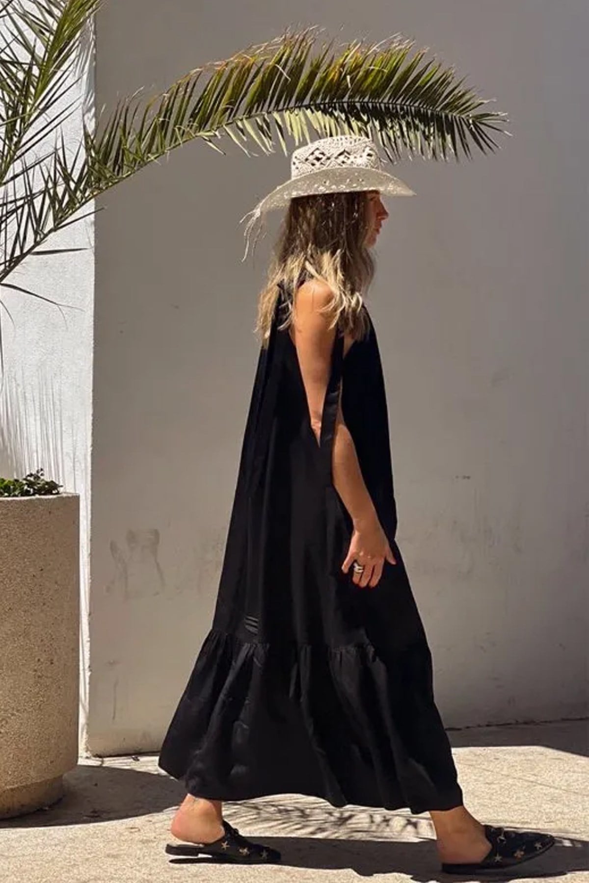 Etnik Dokulu Beyaz Bride Hasır Kovboy Tarzı Şapka