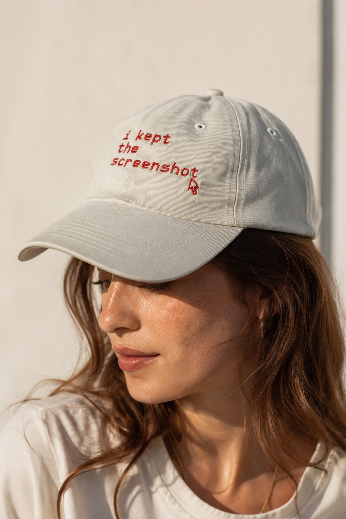 I Kept the Screenshot Nakışlı Washed Dad Cap – Stone