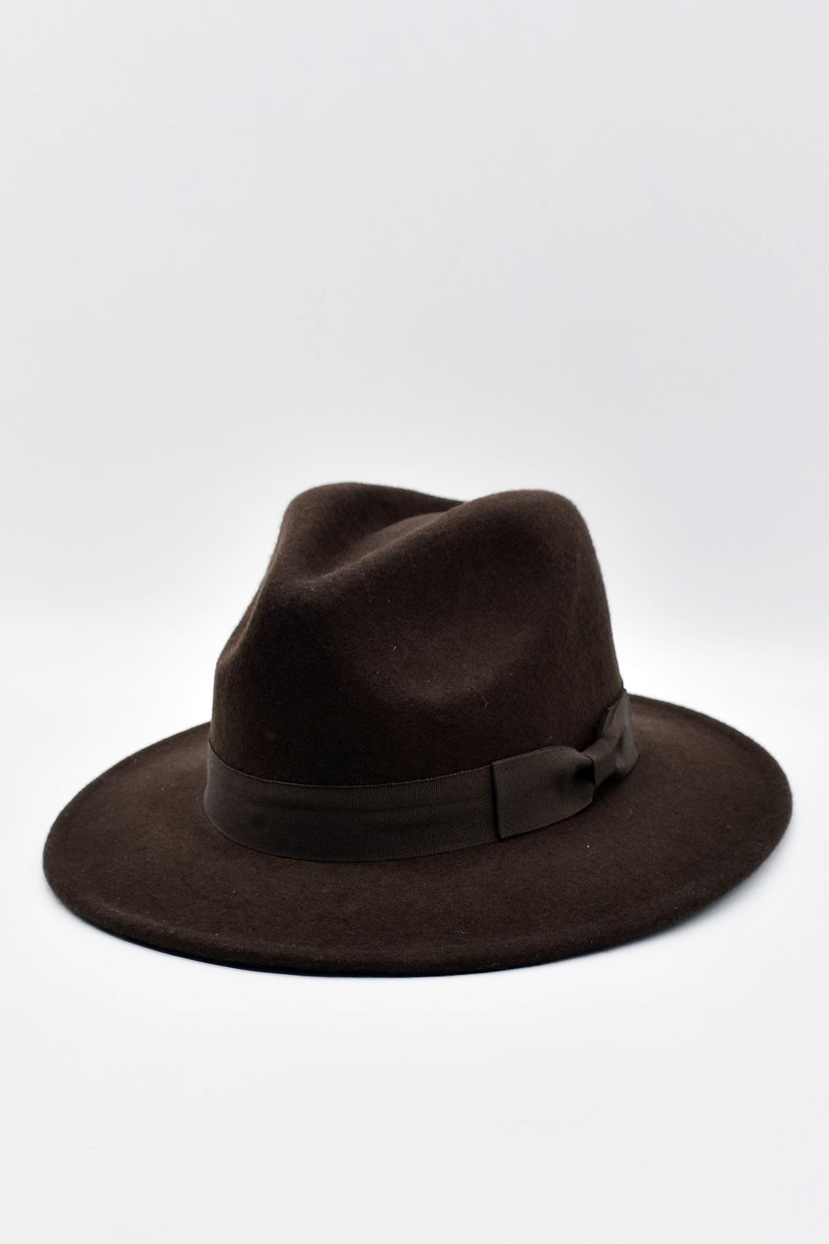 Indiana Jones Erkek Yün Keçe Fötr Şapka Kahve