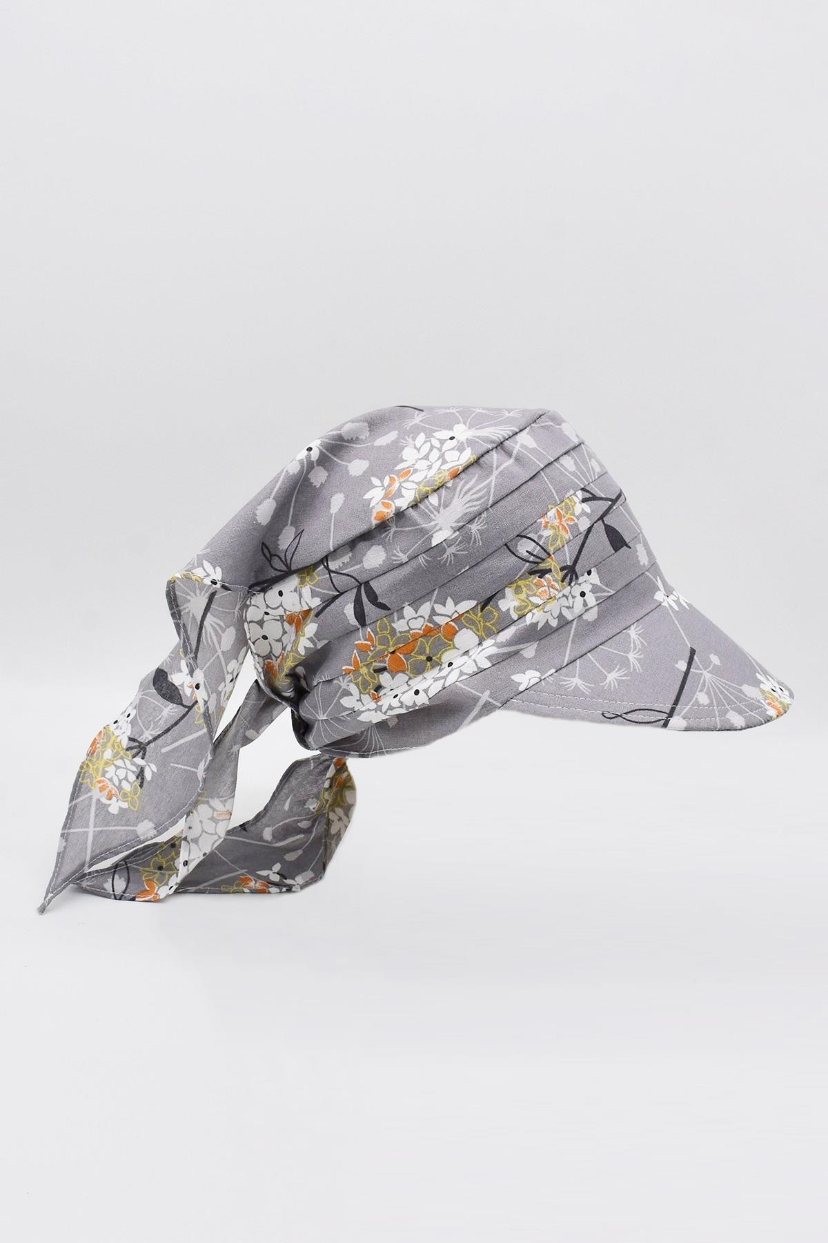 Womens Tied Scarf Patterned Beach Hat