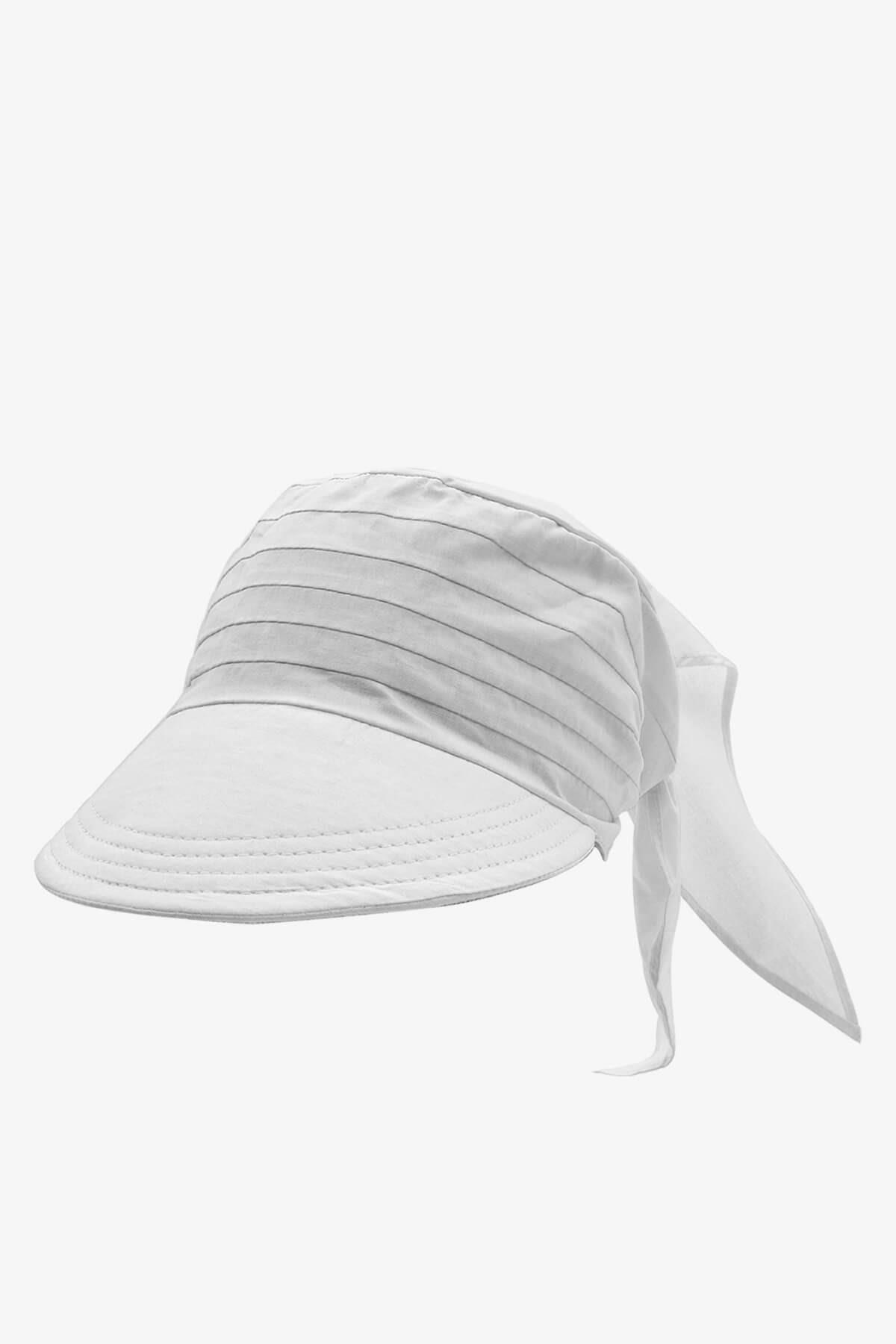 Kadın Bağlamalı Siperli Eşarp Bandana Plaj Şapkası 2li Paket Siyah+Beyaz