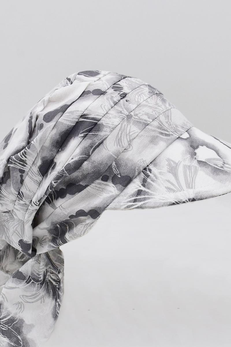 Kadın Çiçek Desen Bağlamalı Eşarp Siperli Bandana Plaj Şapkası
