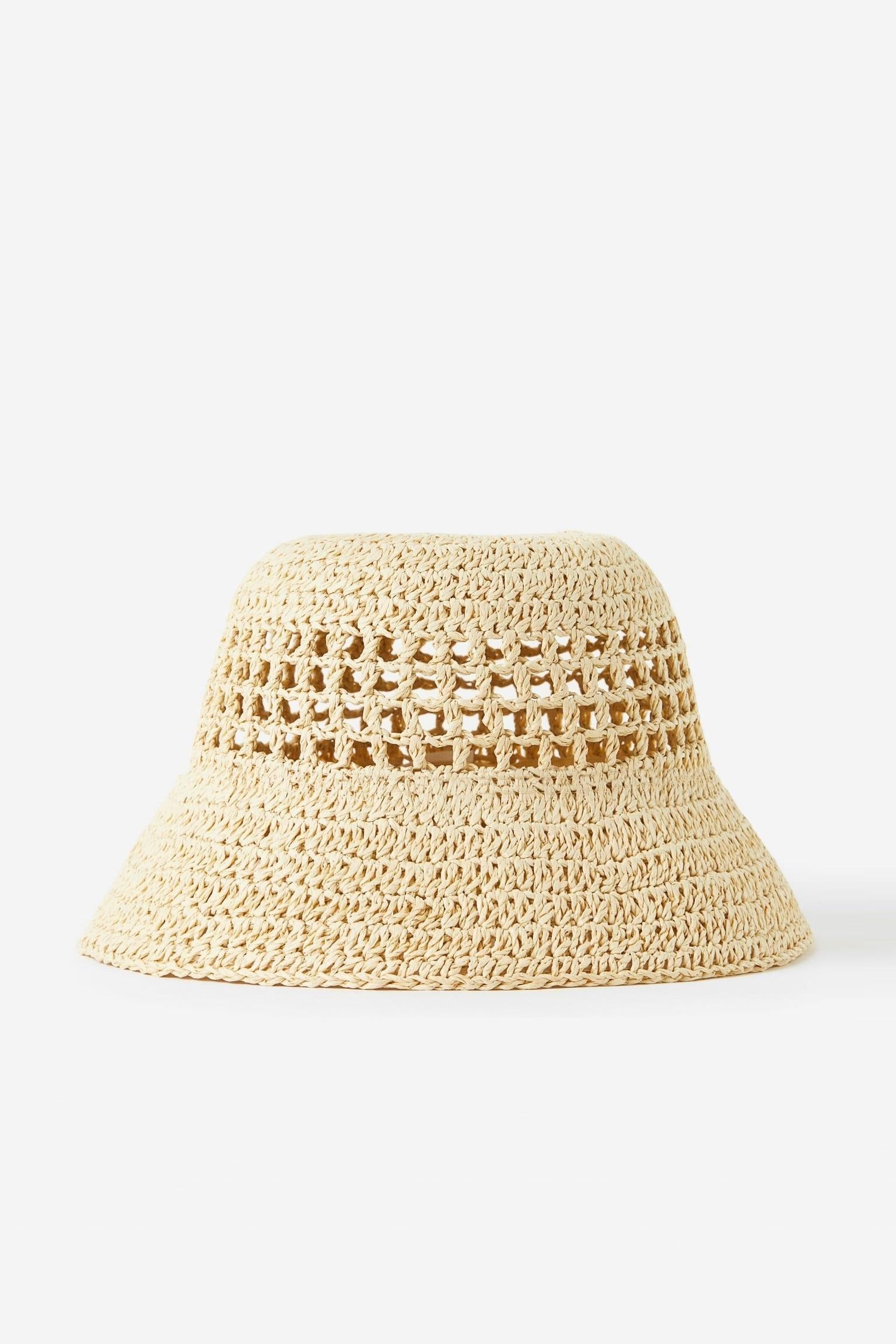 Womens Natural Knit Floppy Straw Hat