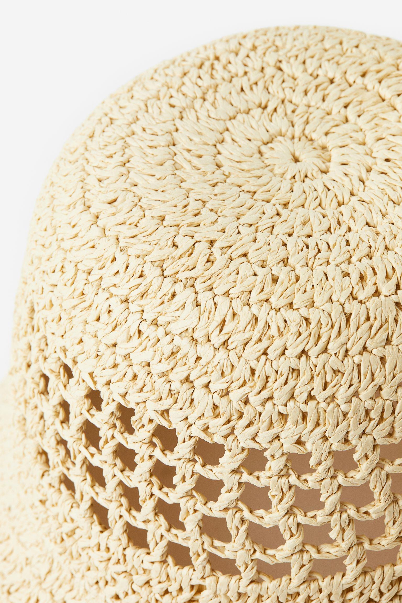 Womens Natural Knit Floppy Straw Hat