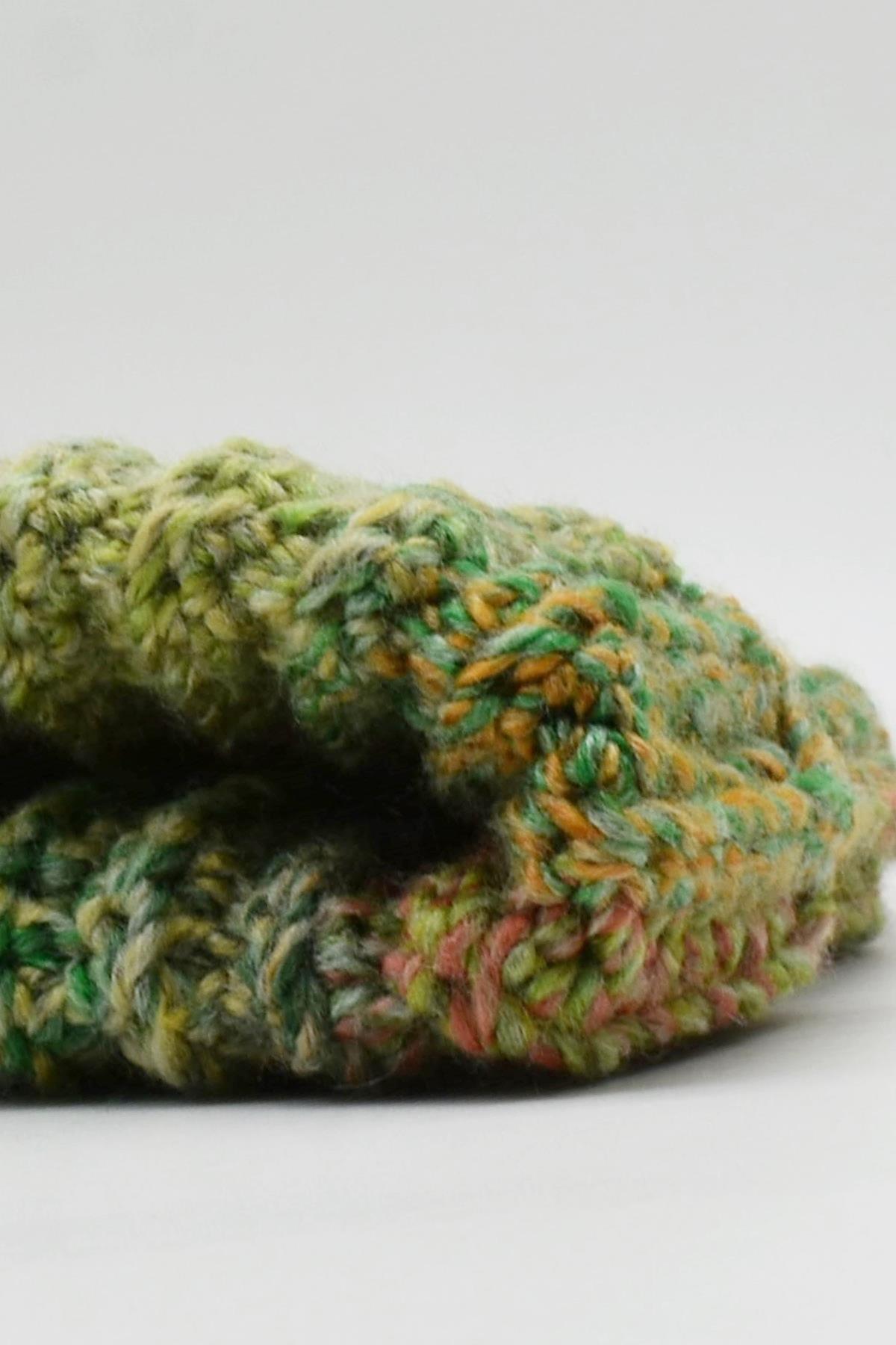Womens Handmade Winter Beanie Green Hat