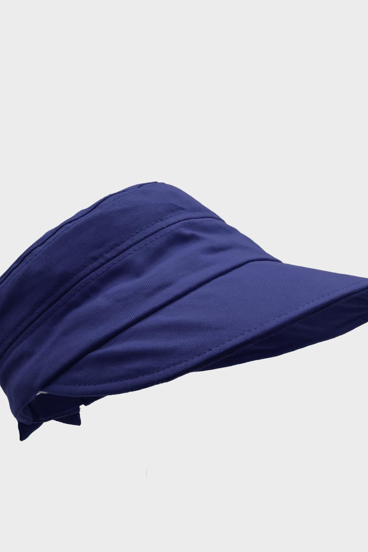 Womens Sun Protect Wide Cotton Hat - Navy