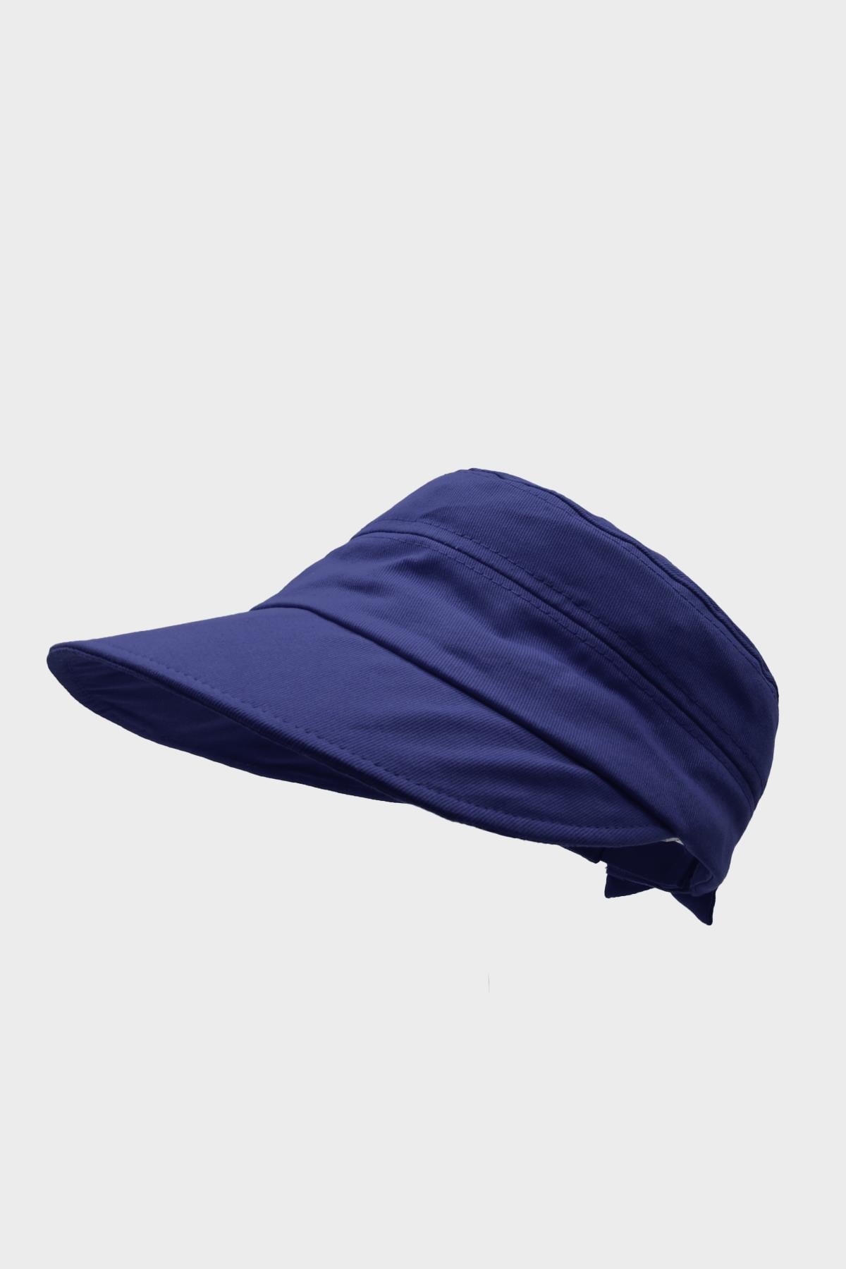 Womens Sun Protect Wide Cotton Hat - Navy