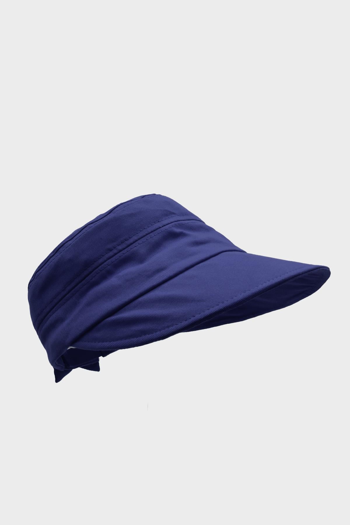 Womens Sun Protect Wide Cotton Hat - Navy