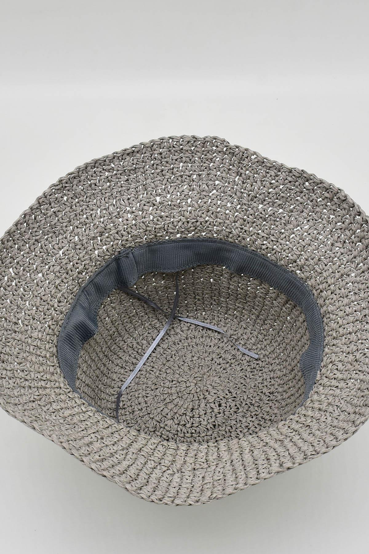 Womens Straw Bucket Hat Naturel Adjustable Beach Hat Grey