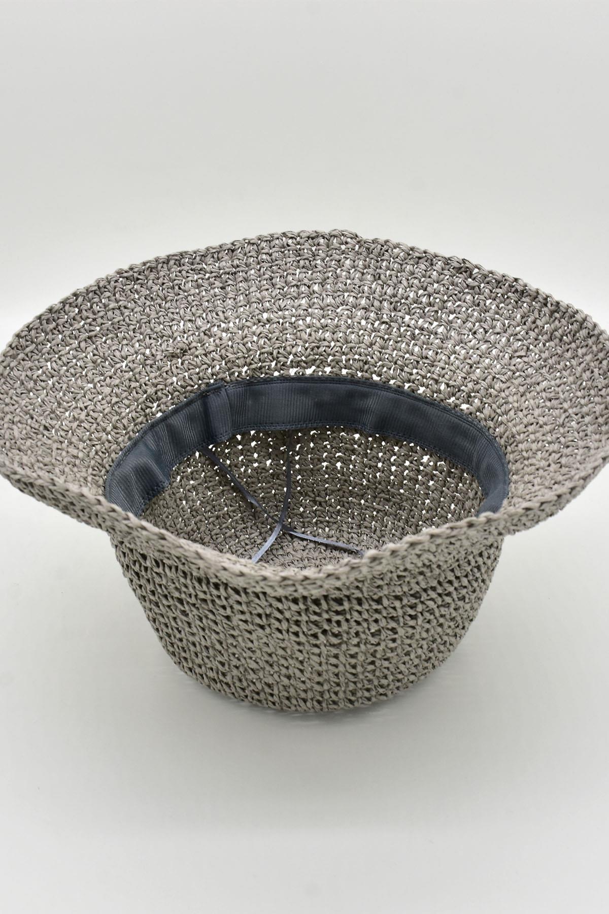 Womens Straw Bucket Hat Naturel Adjustable Beach Hat Grey