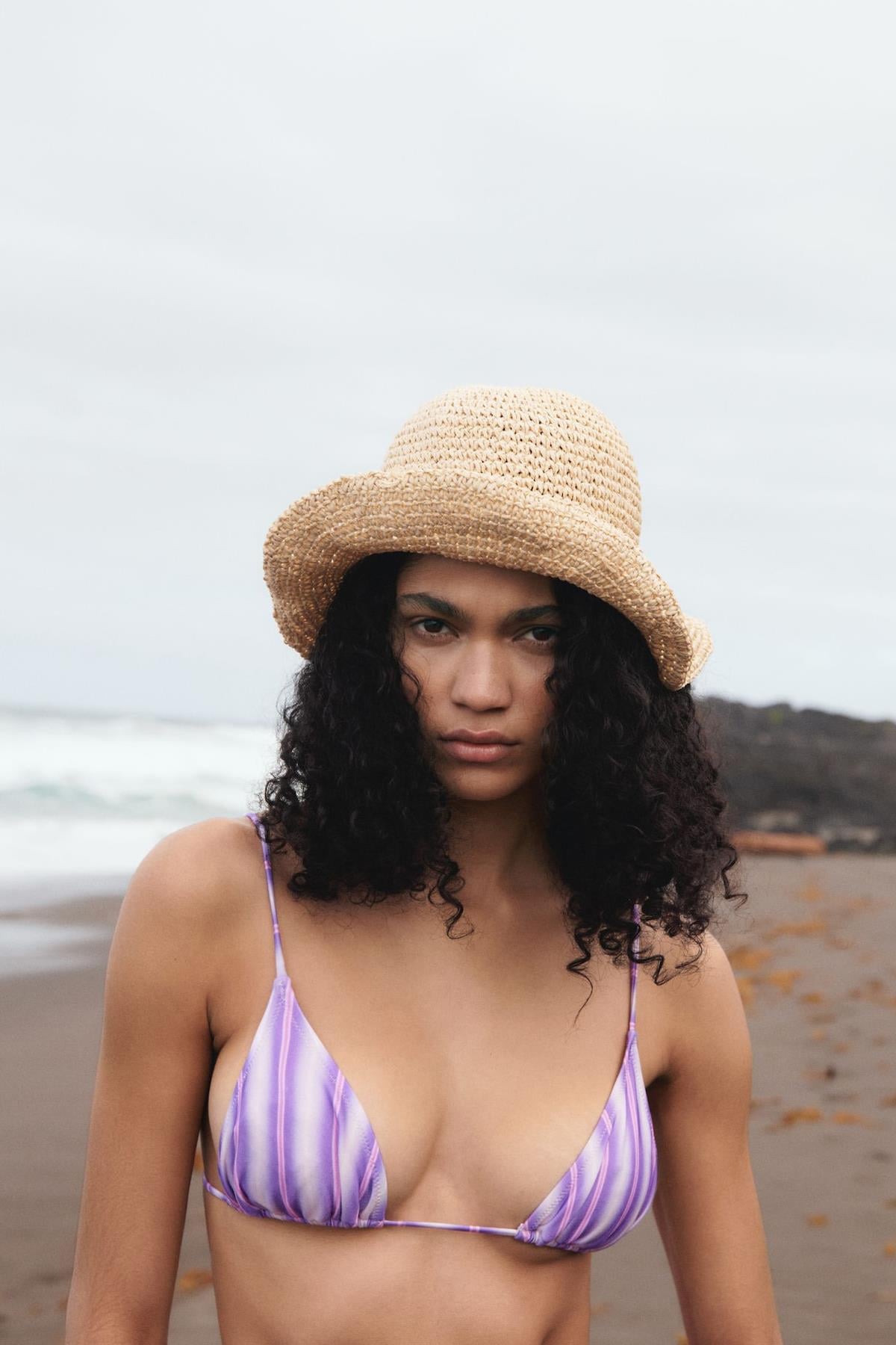 Womens Straw Bucket Hat Naturel Adjustable Beach Hat Beige