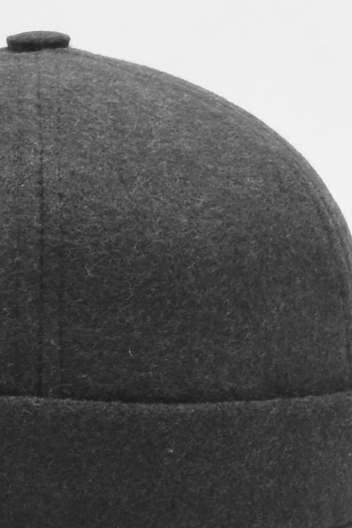 Kadın Hipster Katlamalı Cap Docker Kışık Yün Şapka-Antrasit