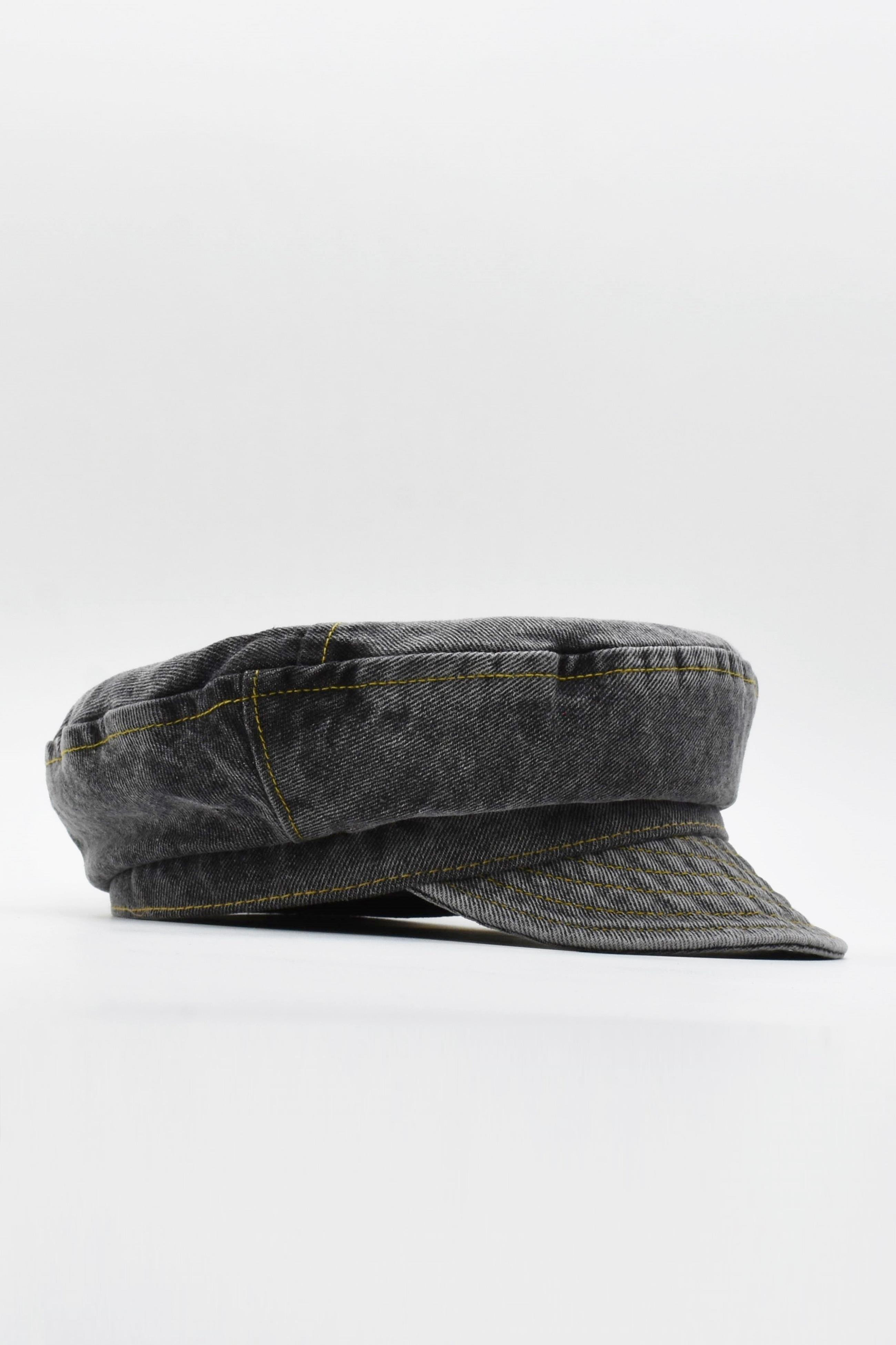 Kadın Kot Şapka Driver Kasket Flat Cap Kaptan Şapkası - Siyah
