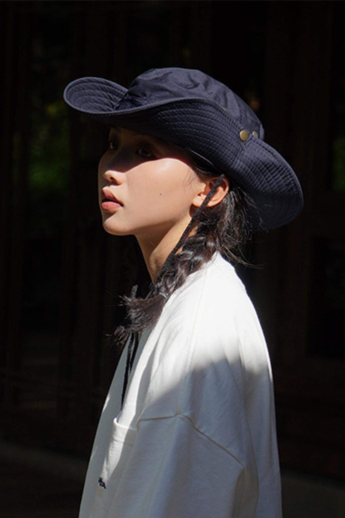 Womens Navy Sun Protect Cowboy Safari Hat