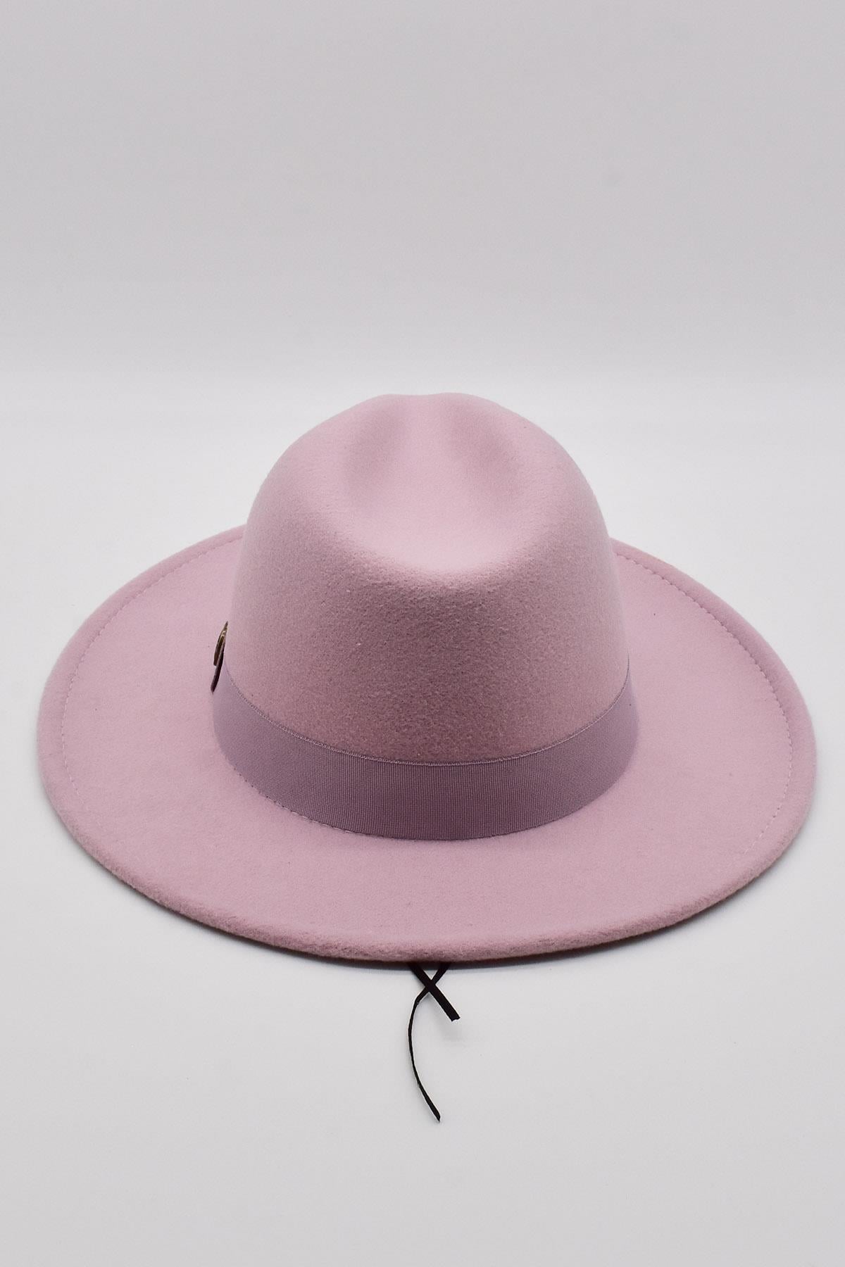 Kadın Lila Fedora Şapka Kovboy Stili Panama Fötr Şapka