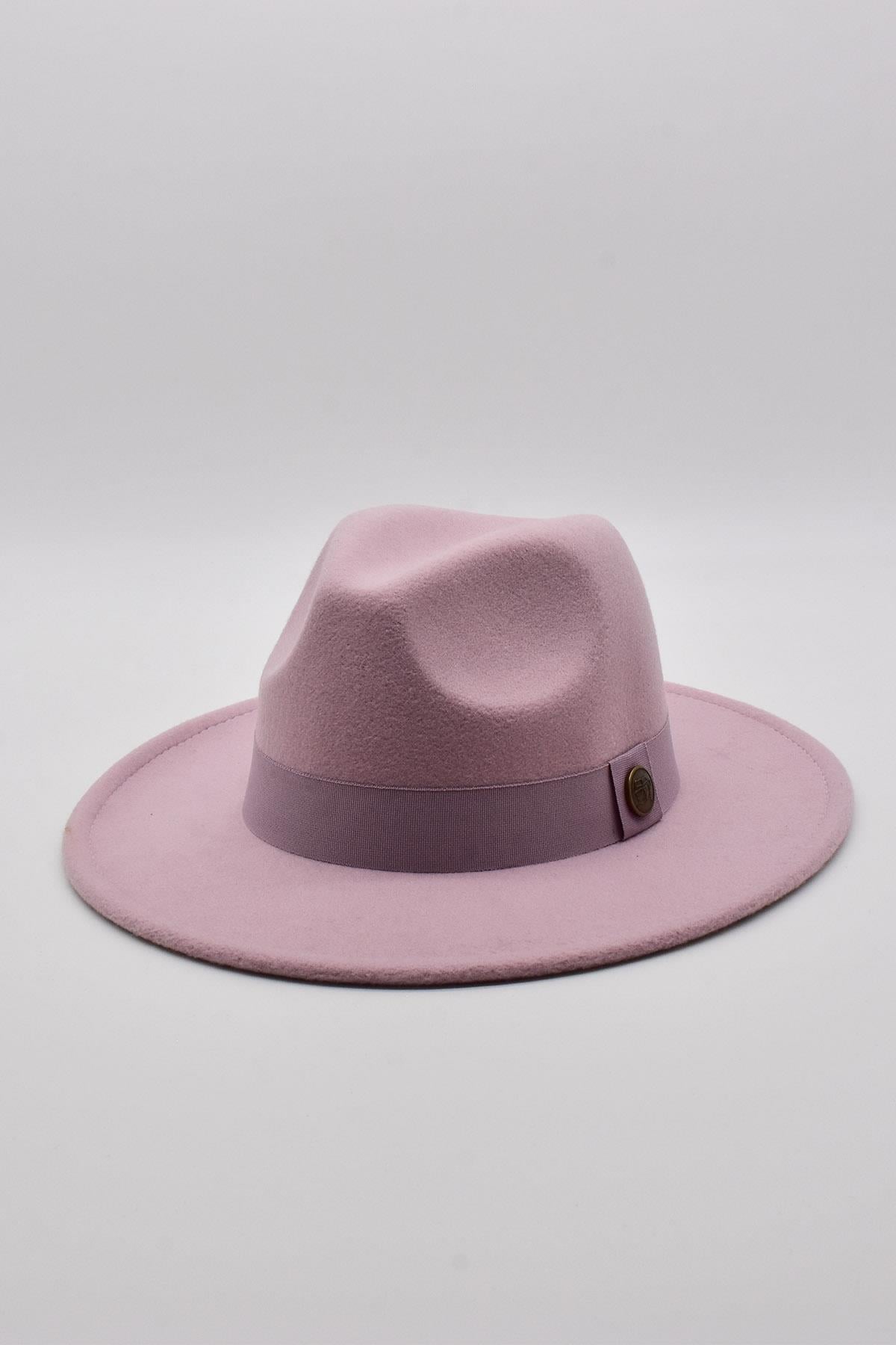 Kadın Lila Fedora Şapka Kovboy Stili Panama Fötr Şapka