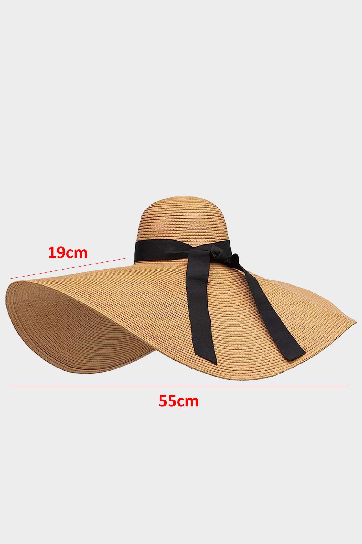 Womens Oversize Big Straw Hat Naturel 55cm Beach Hat Camel