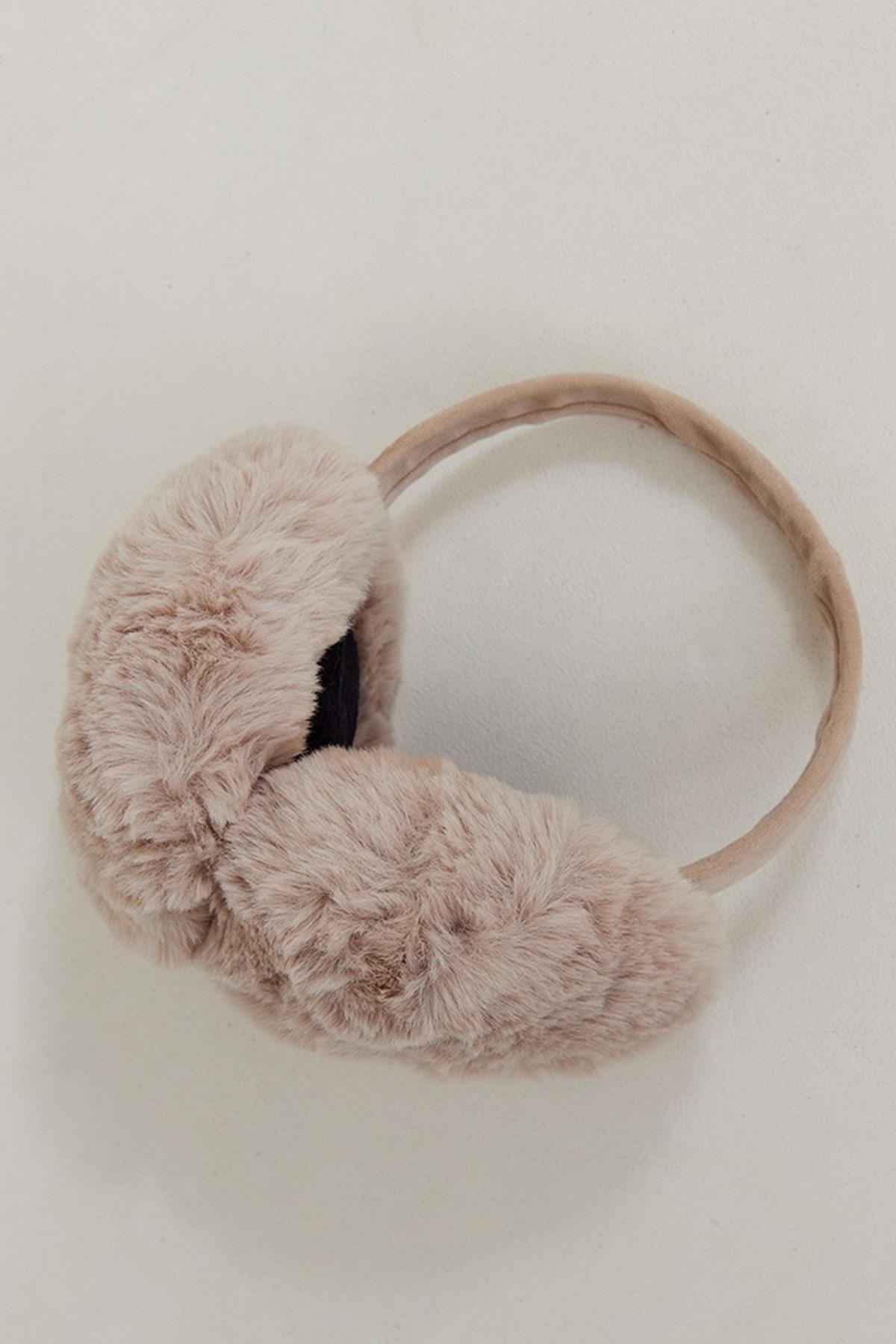 Womens Teddy Beige Ear Flapk Soft Teddy Foldable Ear Muff