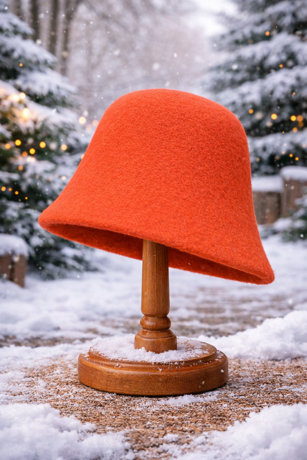 Kadın Premium Cloche Şapka Kışlık Boho Bucket Hat - Orange