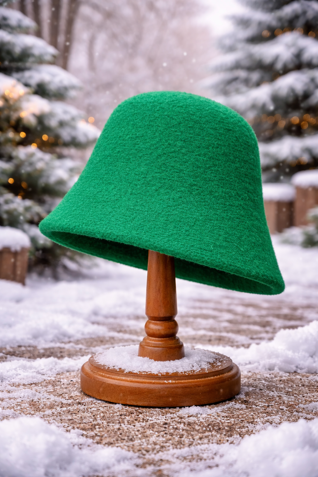 Kadın Premium Cloche Şapka Kışlık Boho Bucket Hat - Yeşil