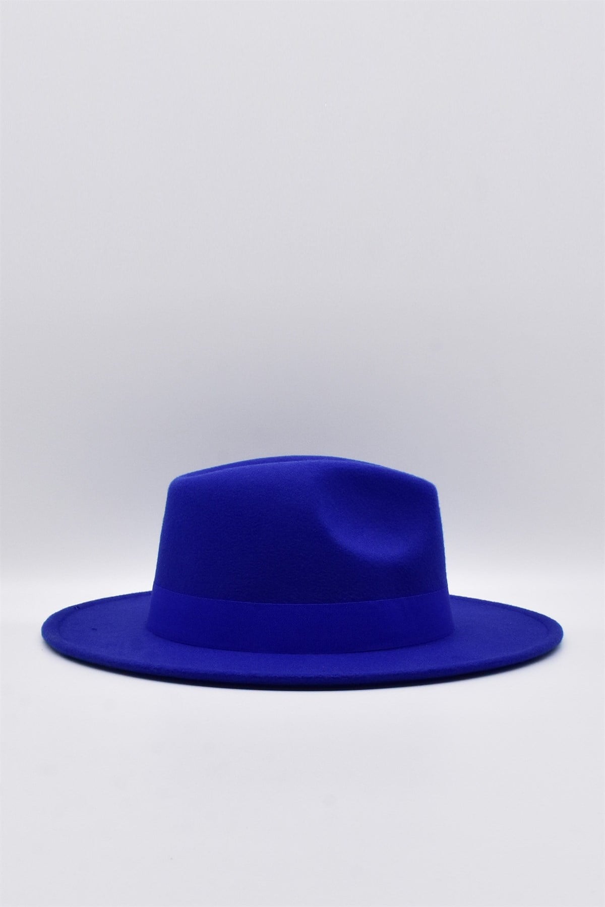 Womens Saks Blue Boater Fedora Fedora Hat Panama Flat Cap