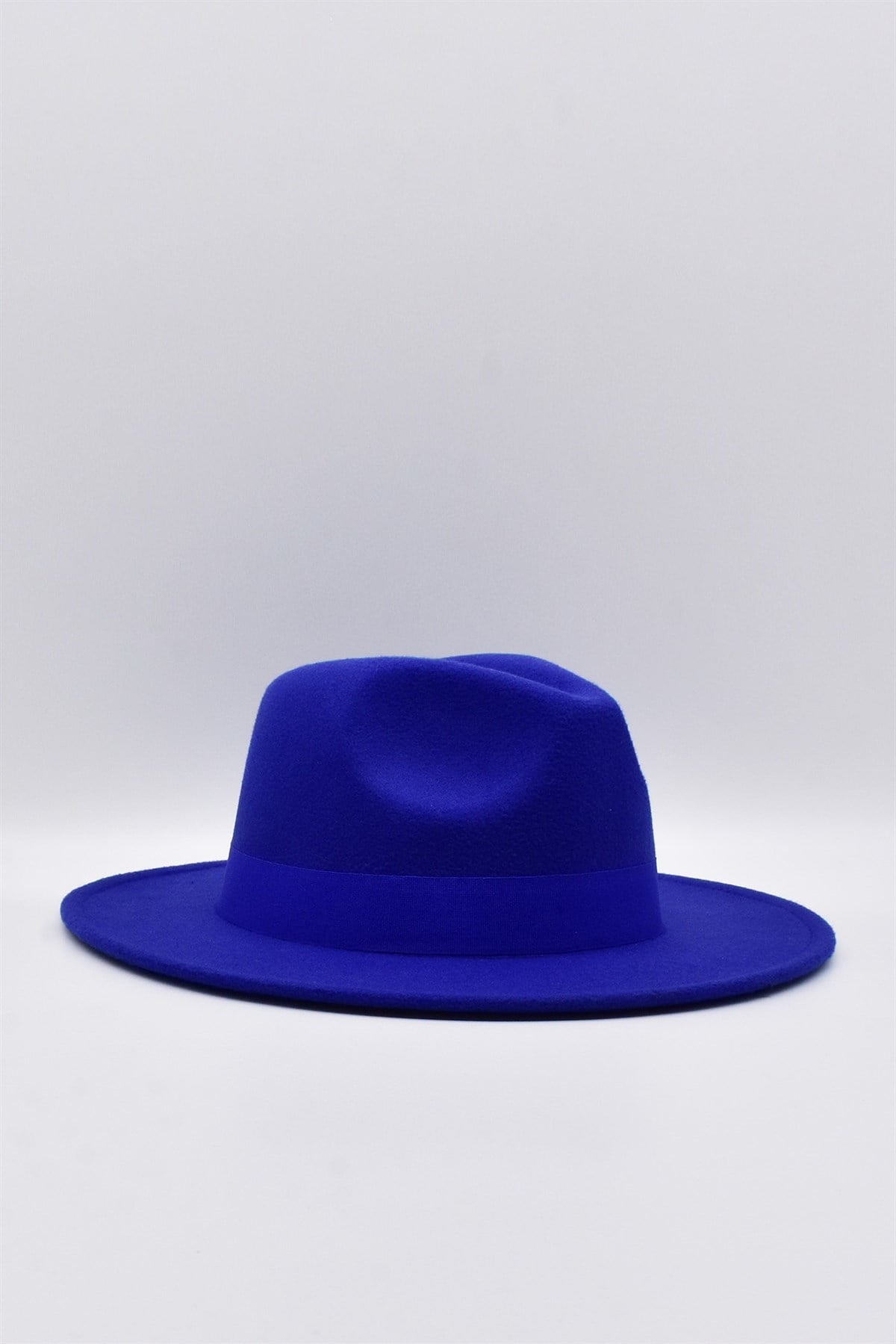 Womens Saks Blue Boater Fedora Fedora Hat Panama Flat Cap