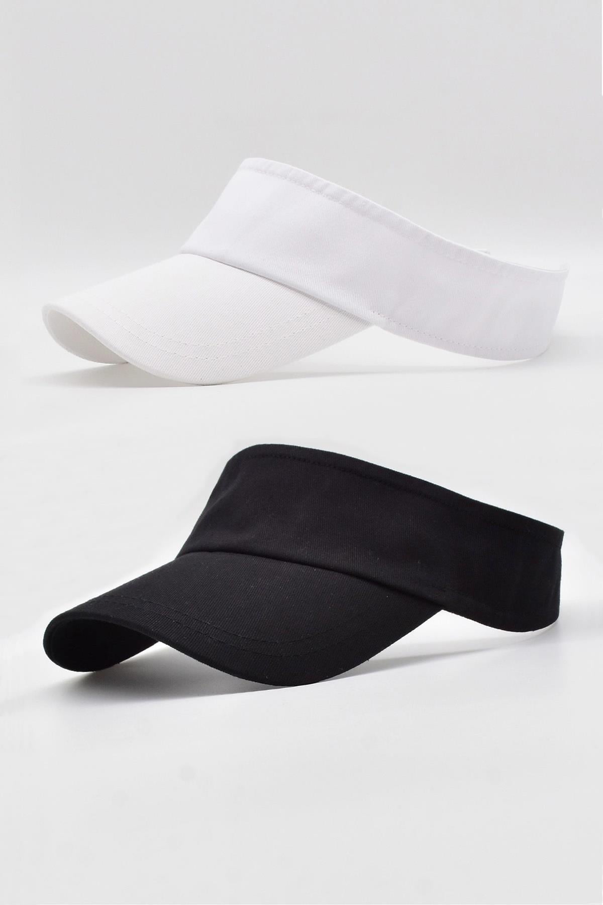 Womens Tennis Visor Cap Beach Sun Protect Sport Hat 2 li Black-White