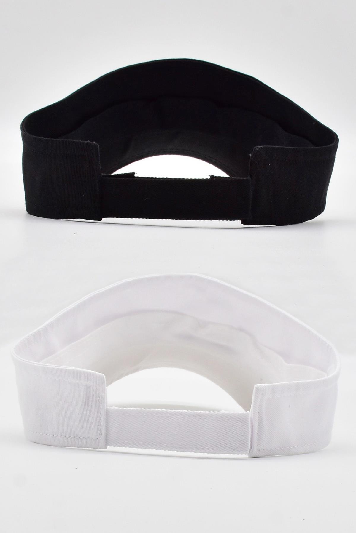 Womens Tennis Visor Cap Beach Sun Protect Sport Hat 2 li Black-White