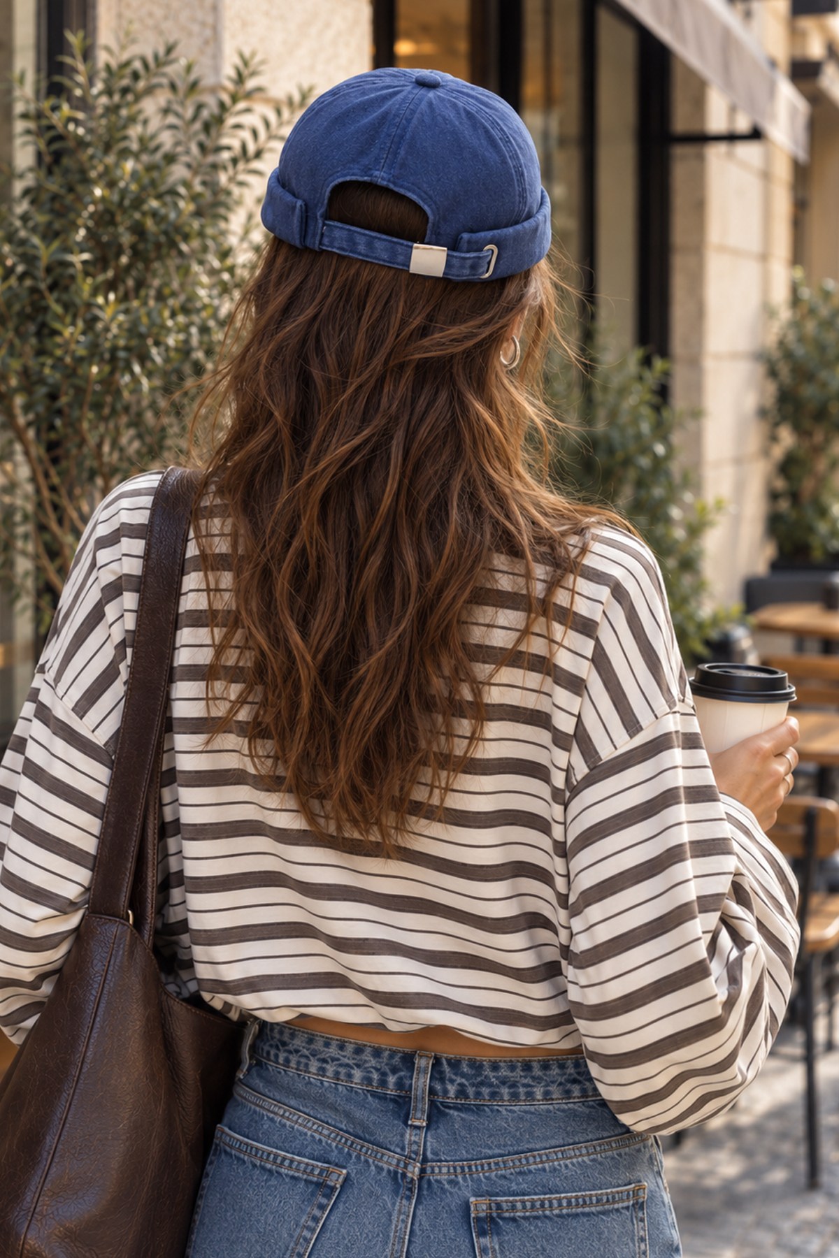 Kadın Washed Cobalt Blue Docker Şapka
