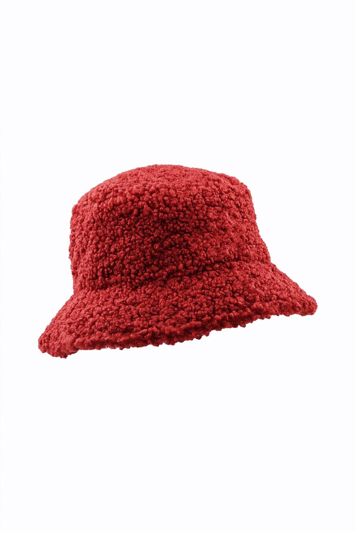 Kadın Yün Bordo Kışlık Balıkçı Bucket Şapka