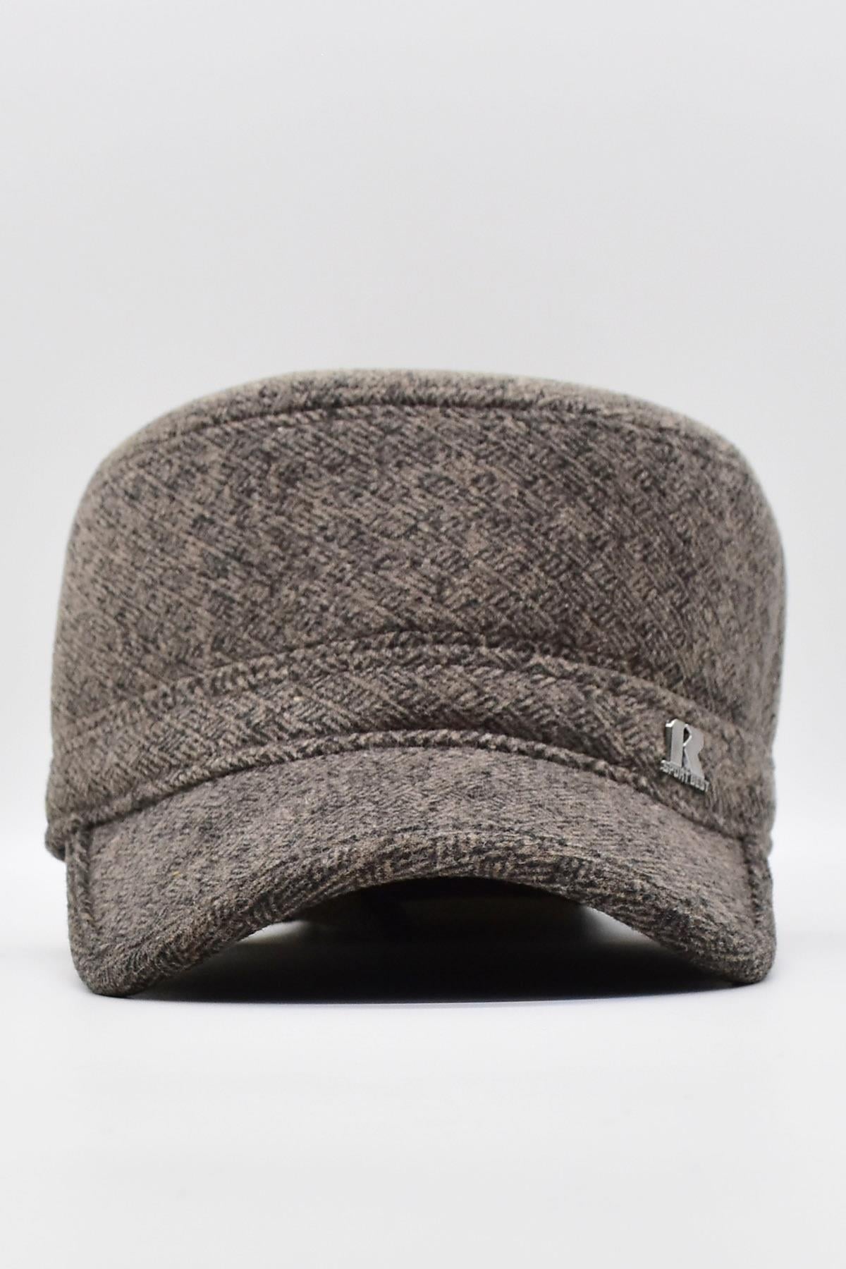 Kışlık Kulaklı Kasket Şapka Flat Cap Kahve