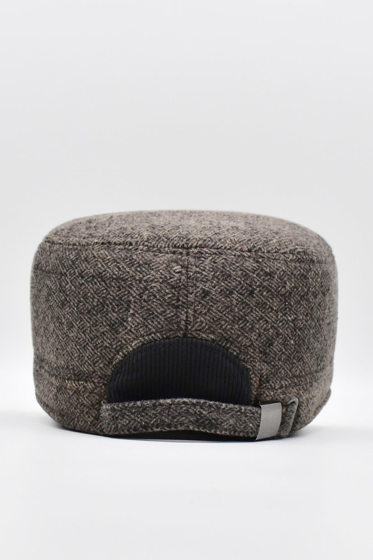 Kışlık Kulaklı Kasket Şapka Flat Cap Kahve