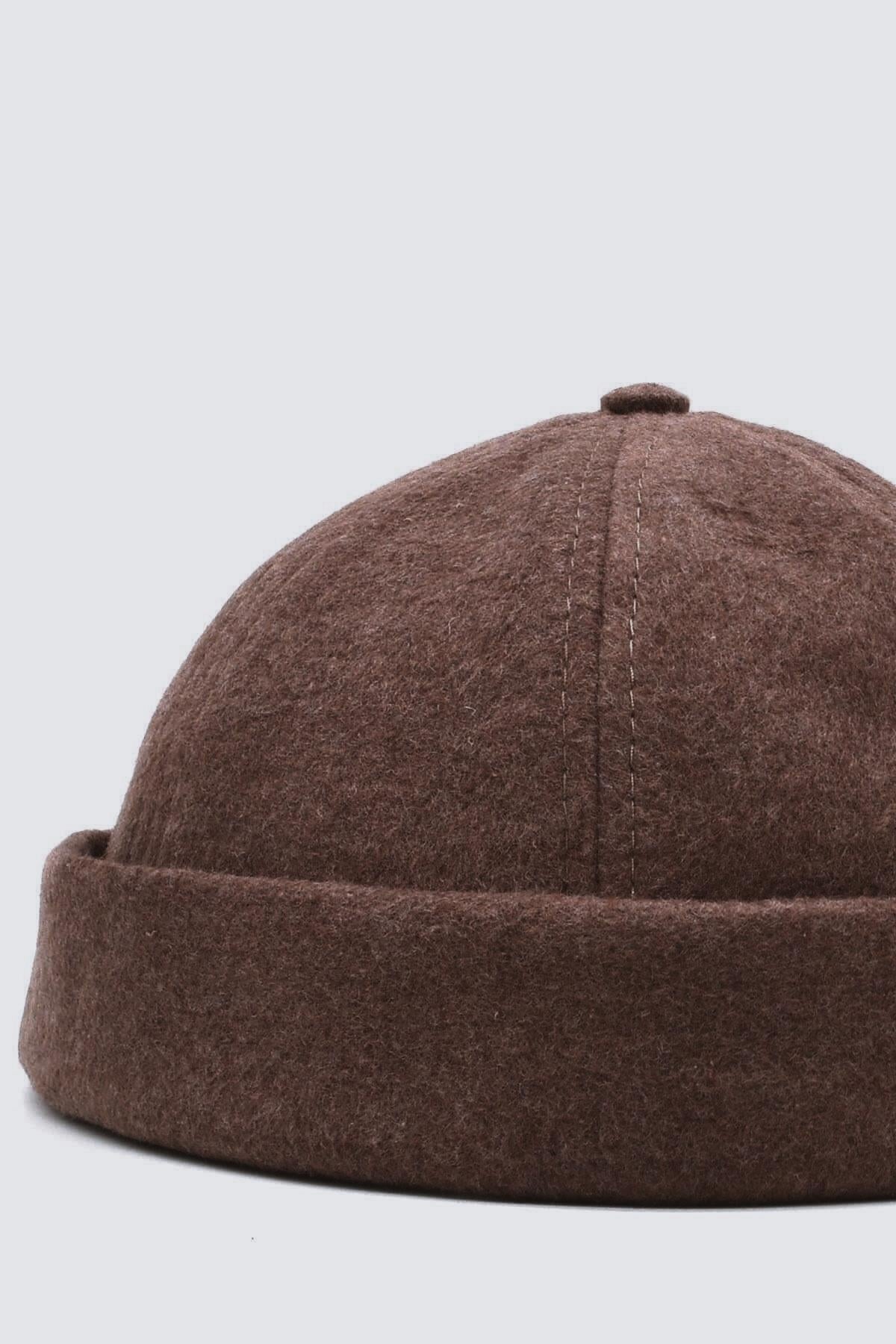 Kışlık Yeni Stil Yün Retro Hip-Hop Docker Şapka Kahve