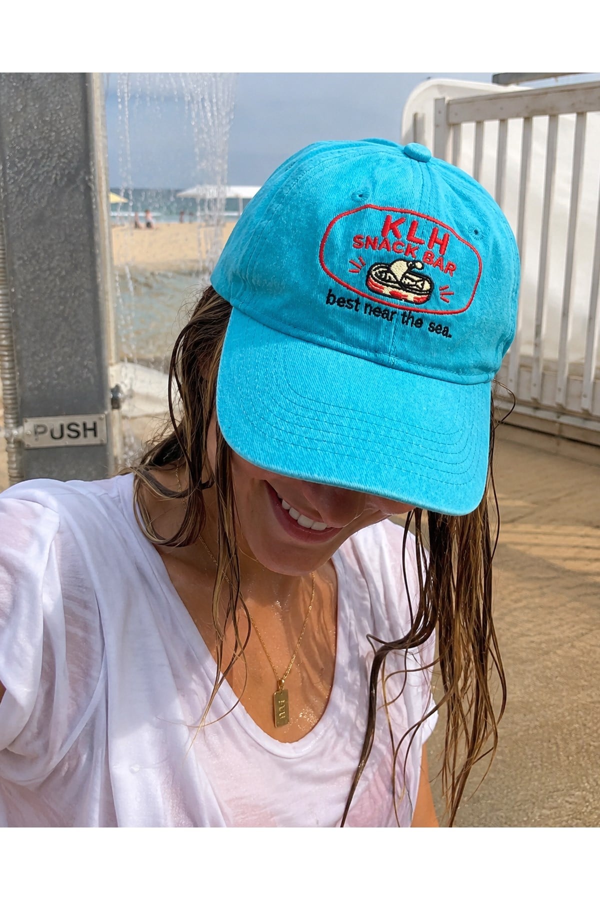 KLH Snack Bar Nakışlı Washed Dad Cap – Turkuaz