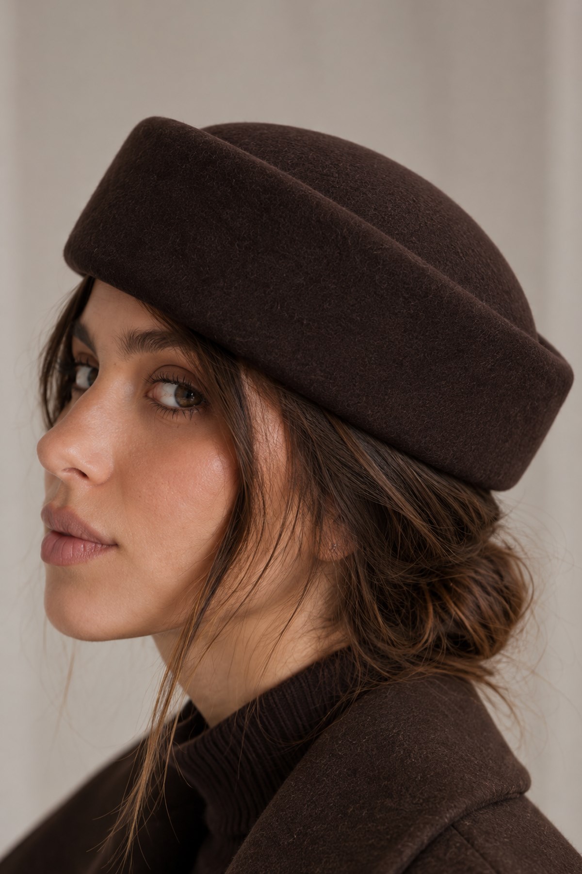 KLH Studio Dept. Heritage Wool Pillbox Şapka - Kahverengi