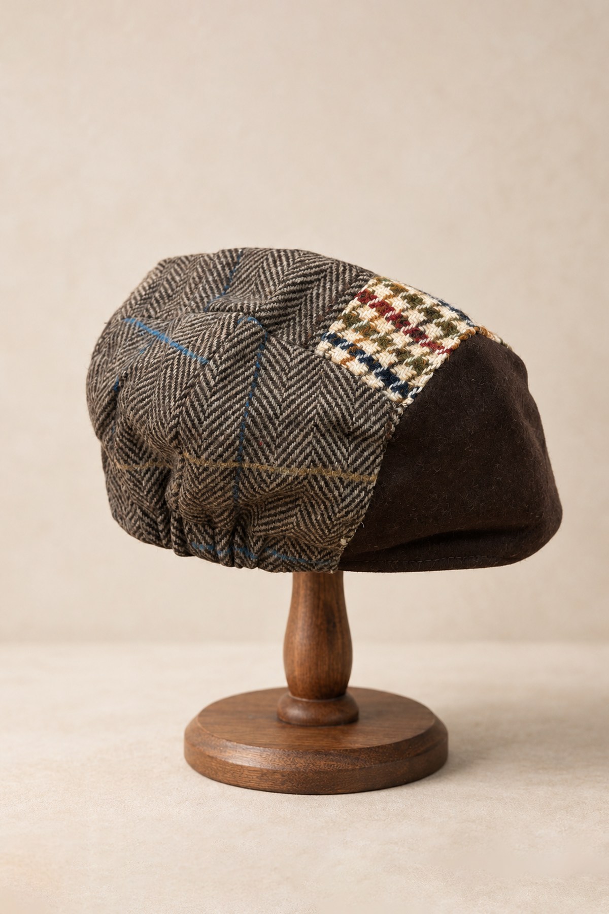KLH Studio Dept. Heritage Brown Patchwork Flat Cap Kasket