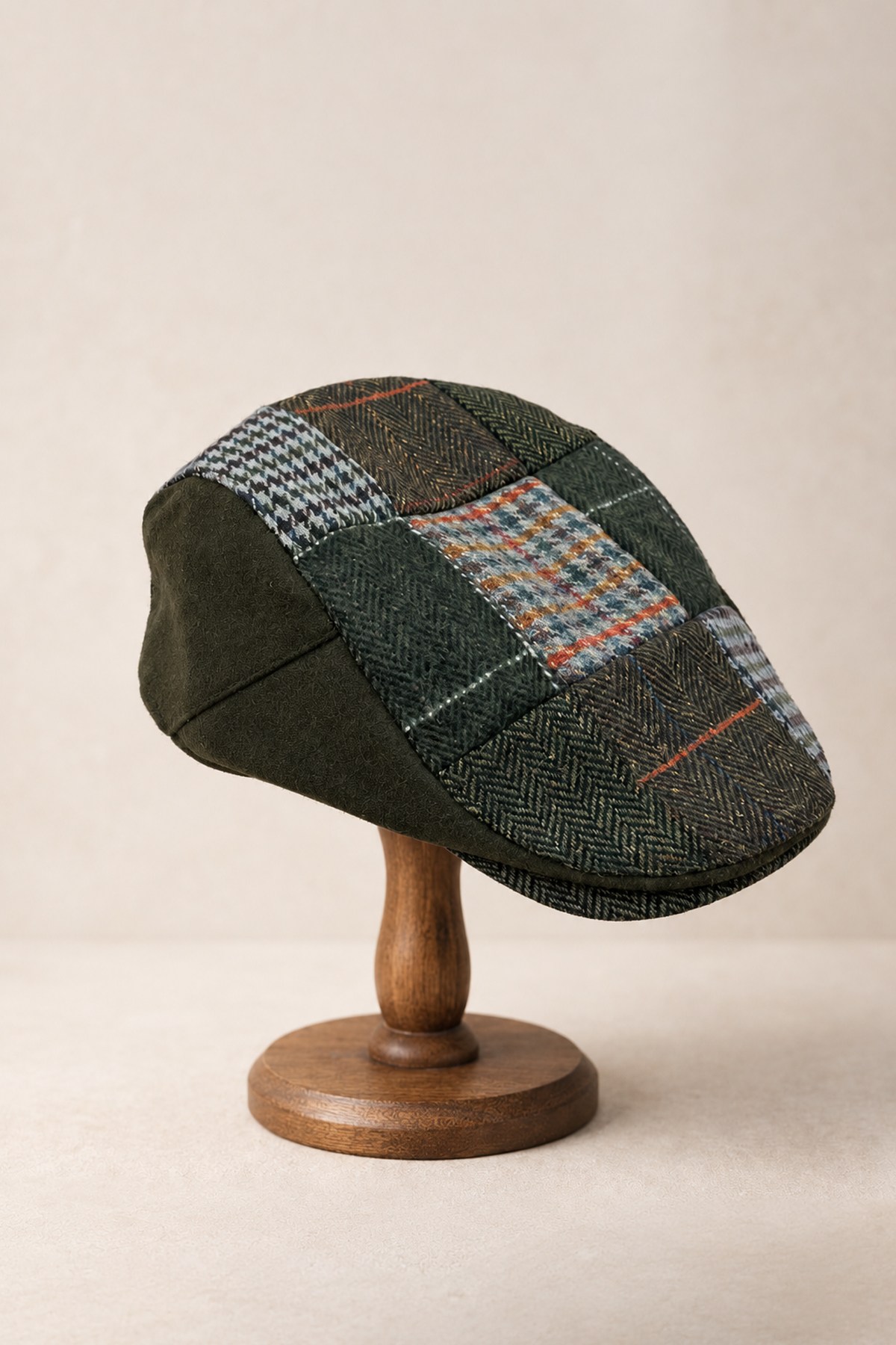 KLH Studio Dept. Forest Olive Patchwork Flat Cap Kasket