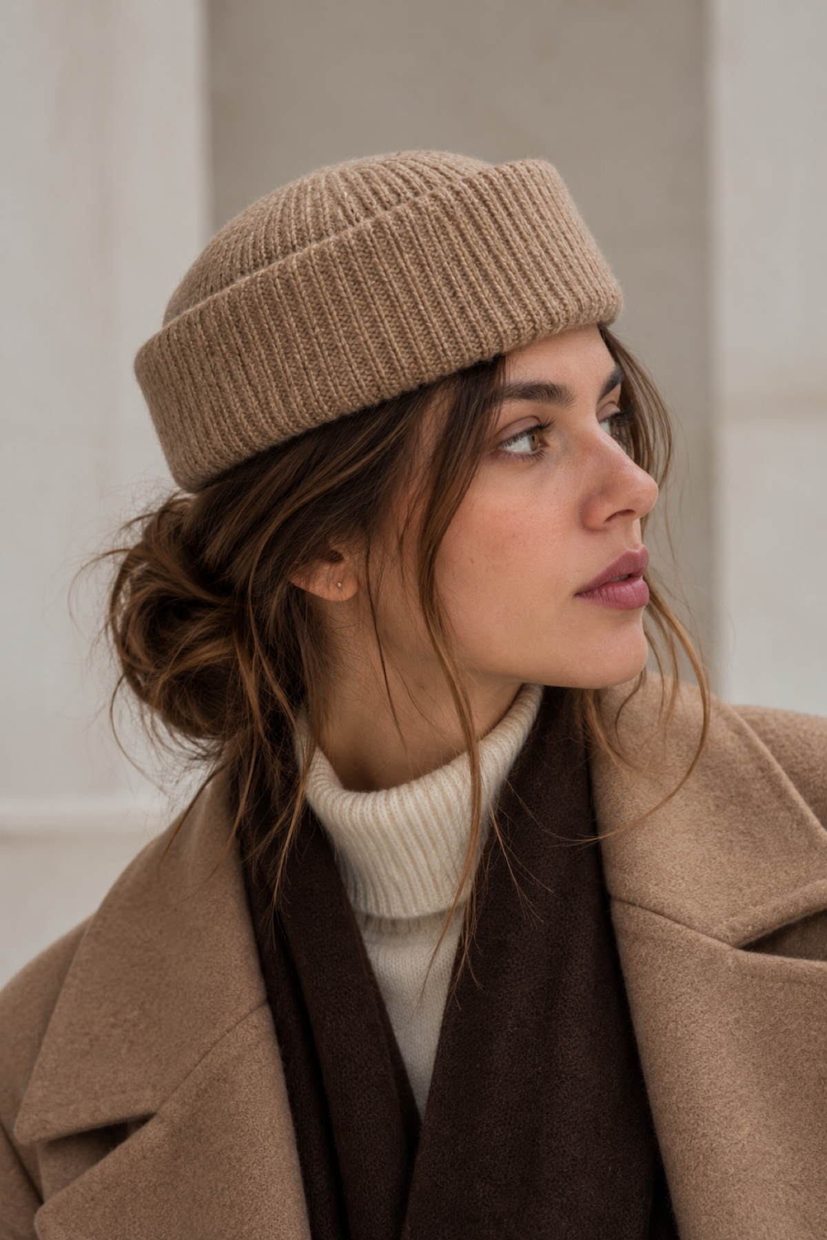 KLH Studio Dept. Ribbed Wool Pillbox Şapka - Vizon