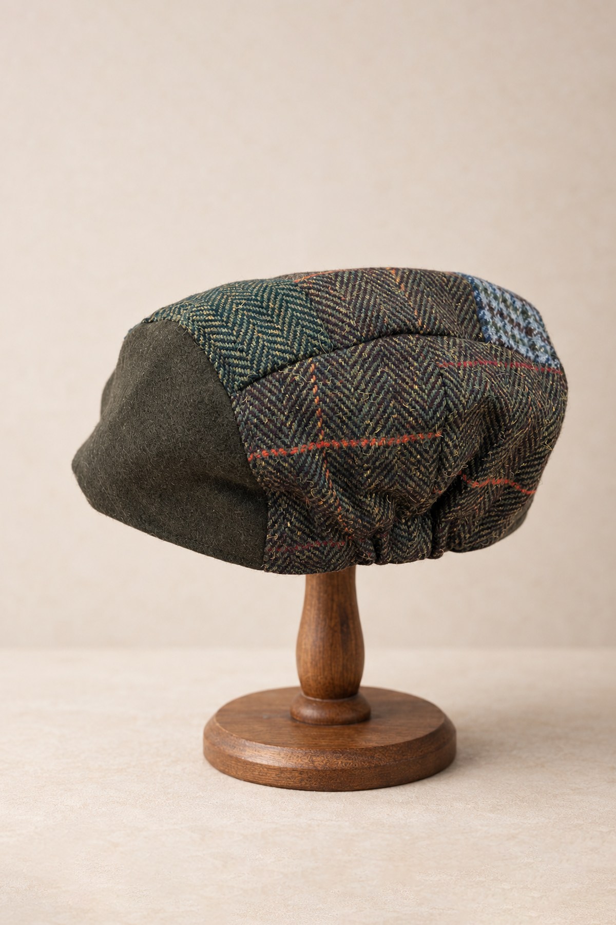 KLH Studio Dept. Forest Olive Patchwork Flat Cap Kasket