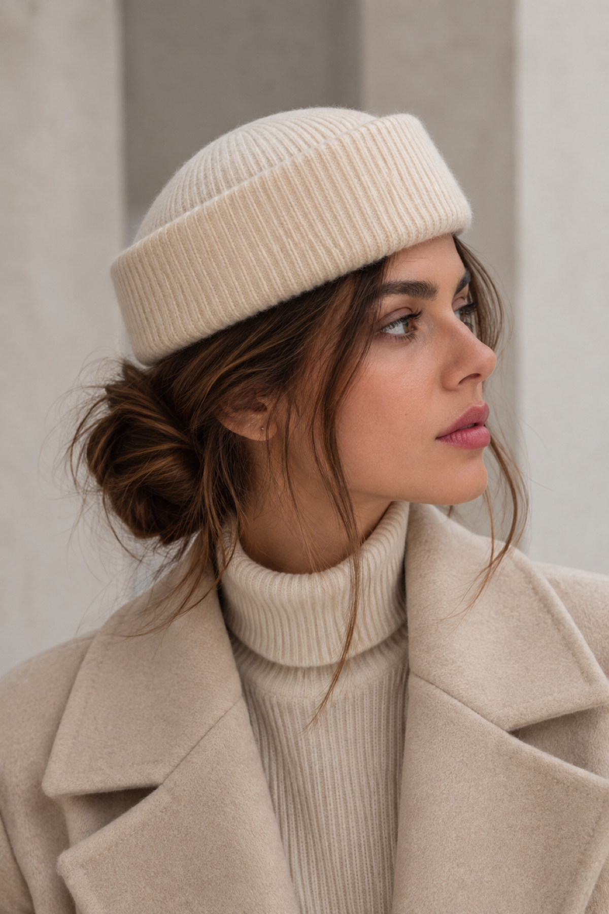 KLH Studio Dept. Ribbed Wool Pillbox Şapka - Krem