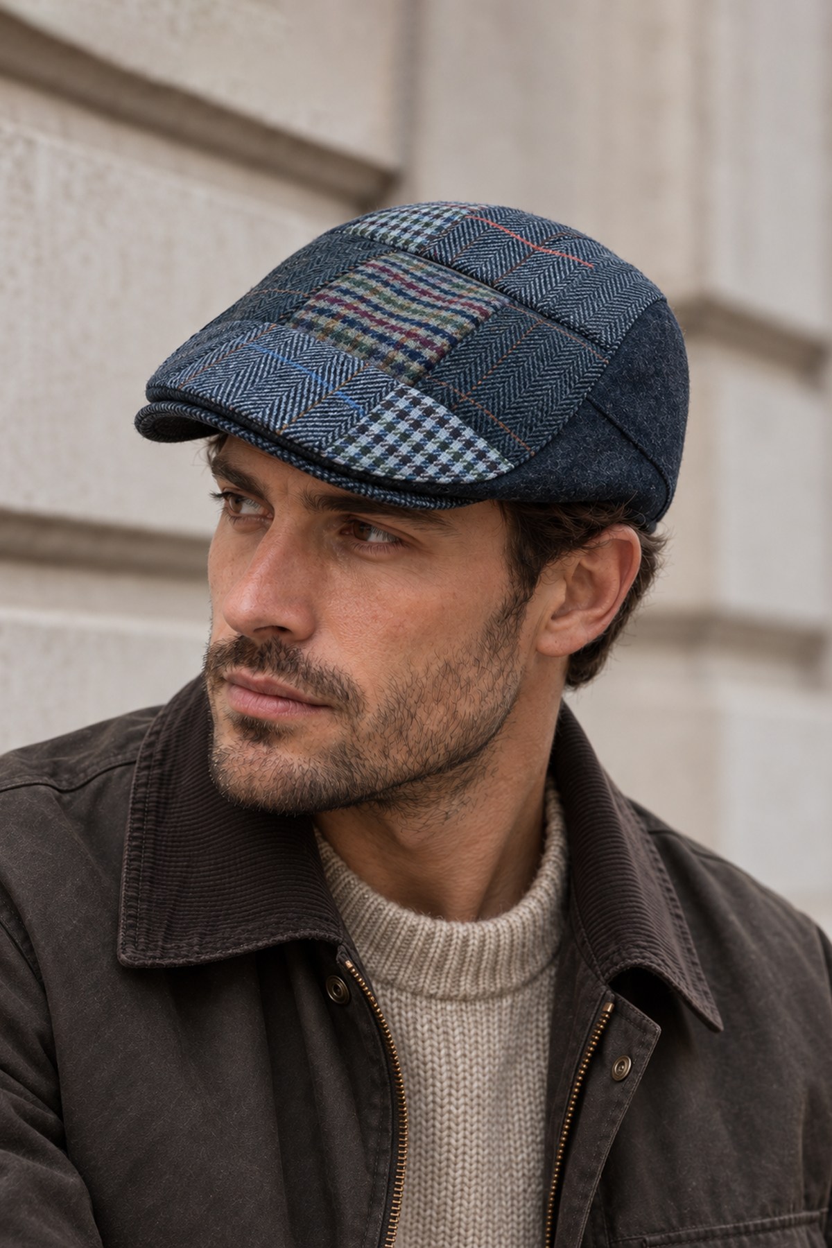 KLH Studio Dept. Charcoal Patchwork Flat Cap Kasket