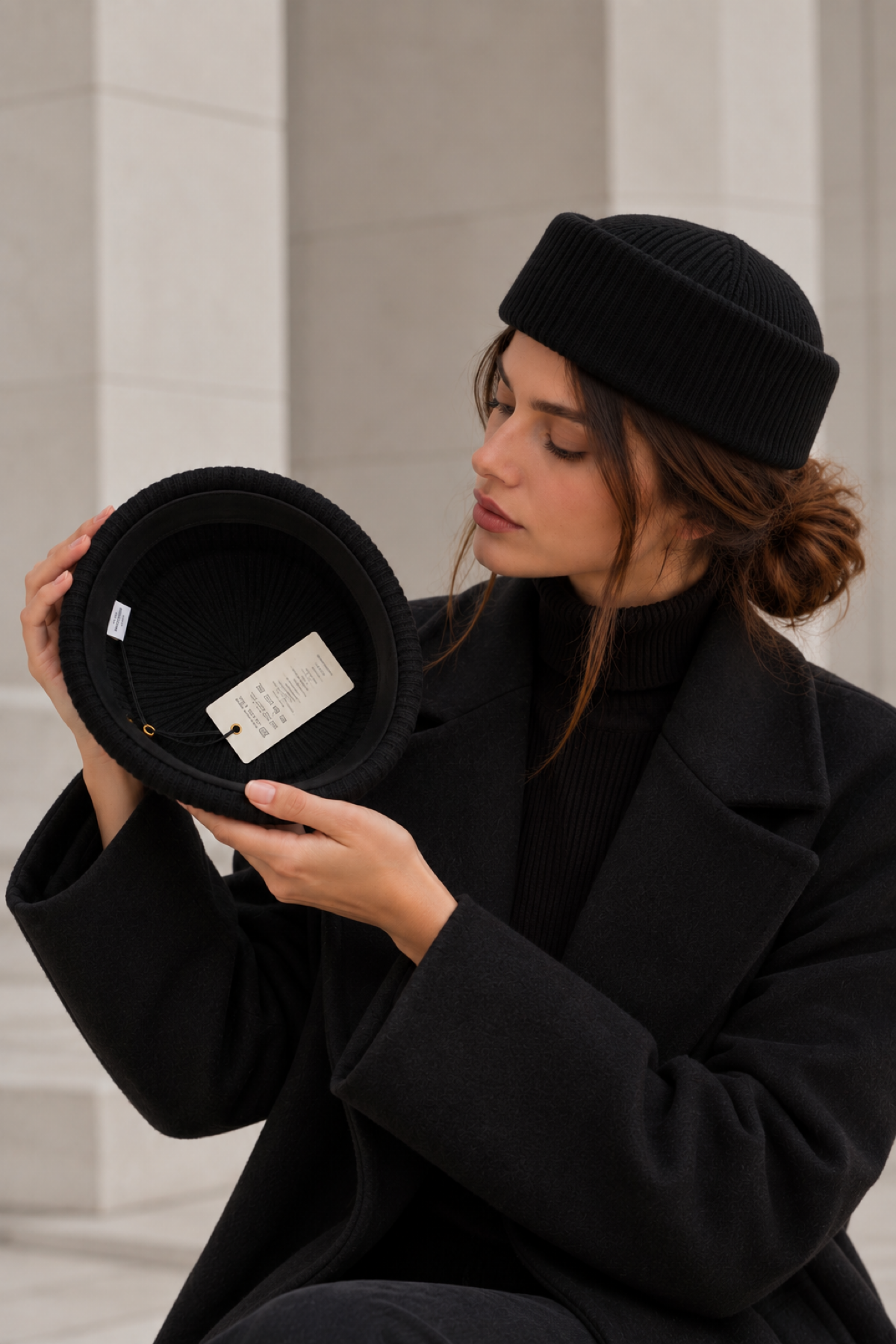 KLH Studio Dept. Ribbed Wool Pillbox Şapka - Siyah