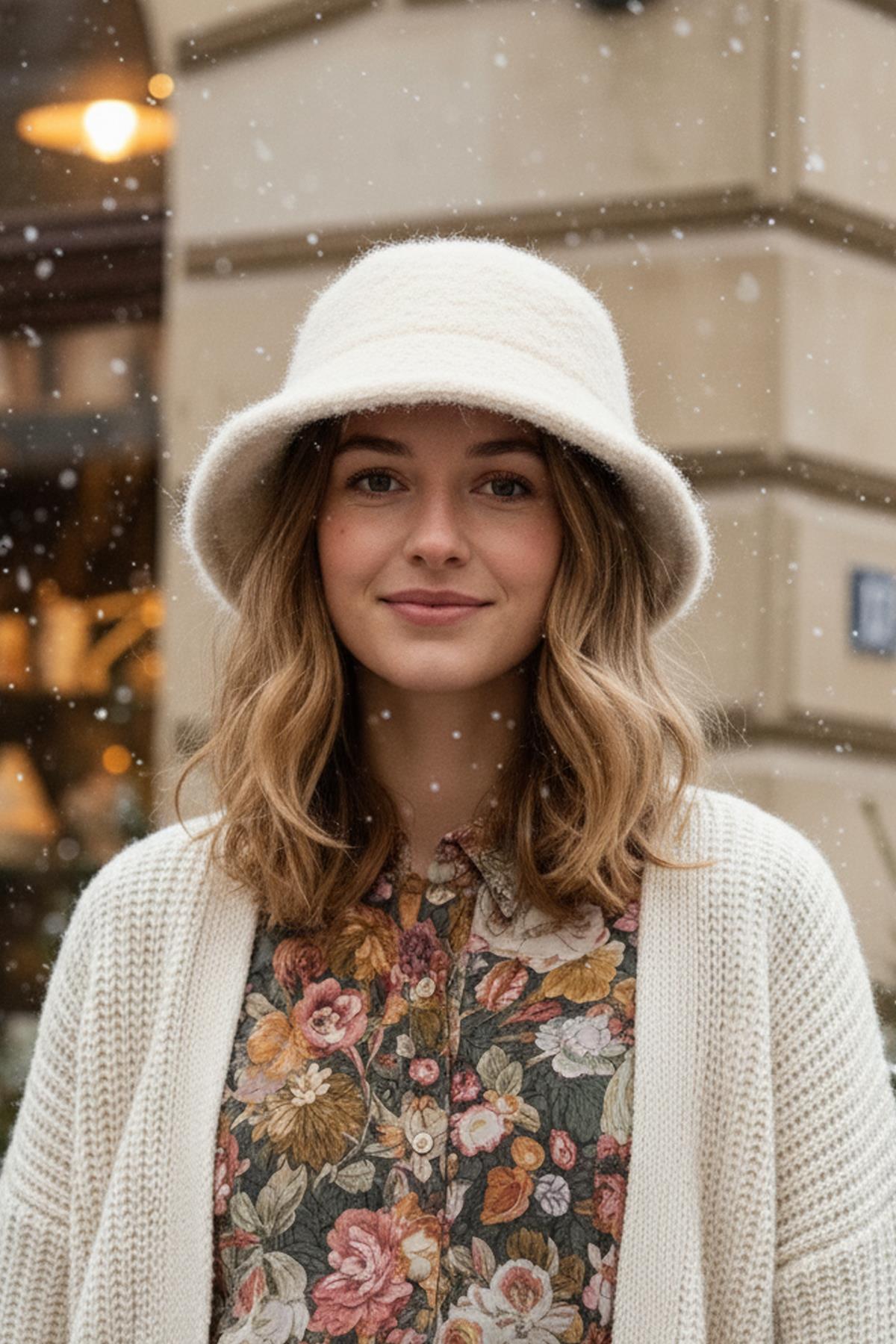 Lüks Alpaka Yün Kova Şapka - Ekru Kışlık Boho Bucket Hat